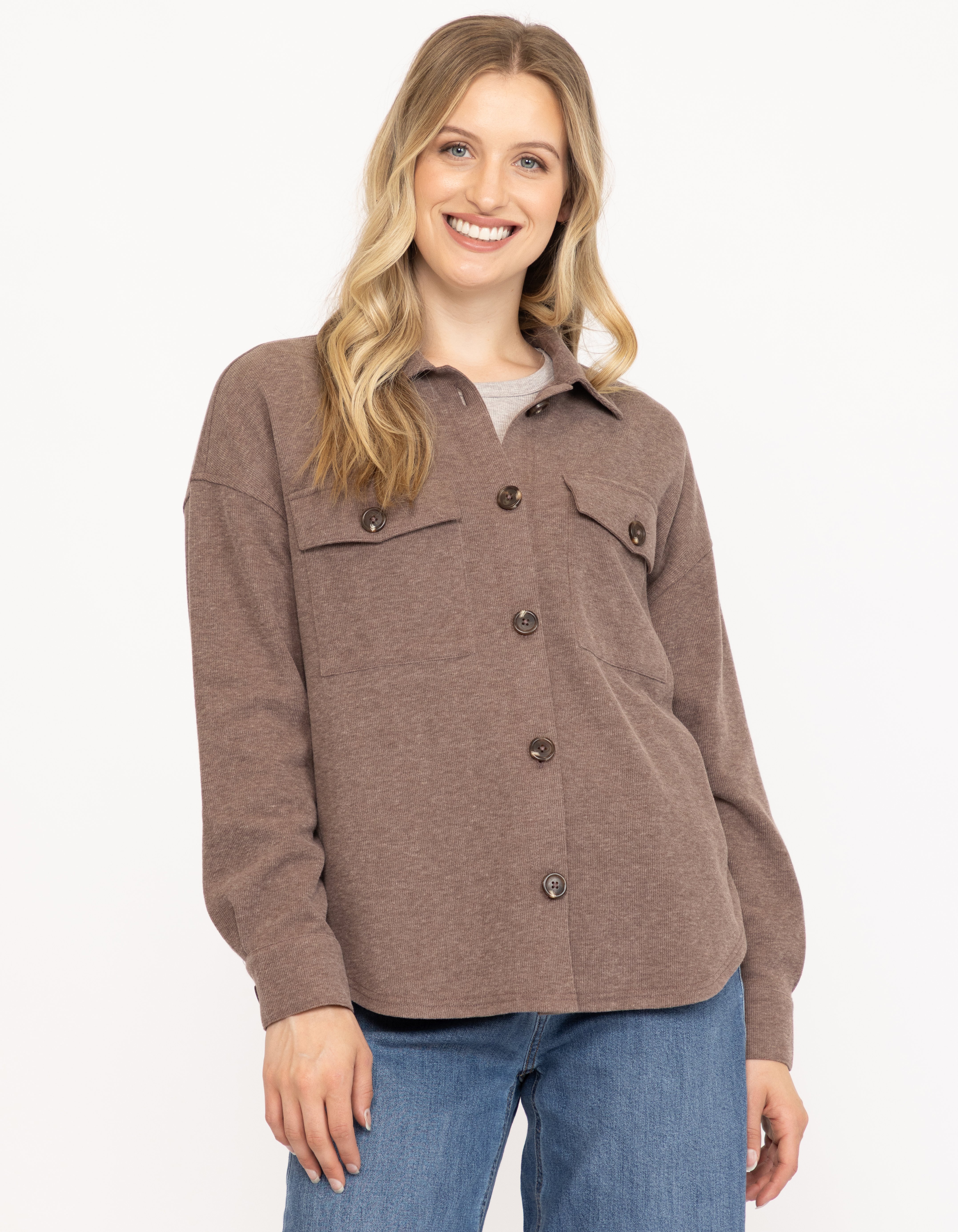 Women's Rib Button Front Shirt