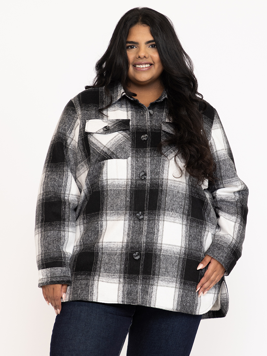 Women's Plaid Shacket With Fur Lining