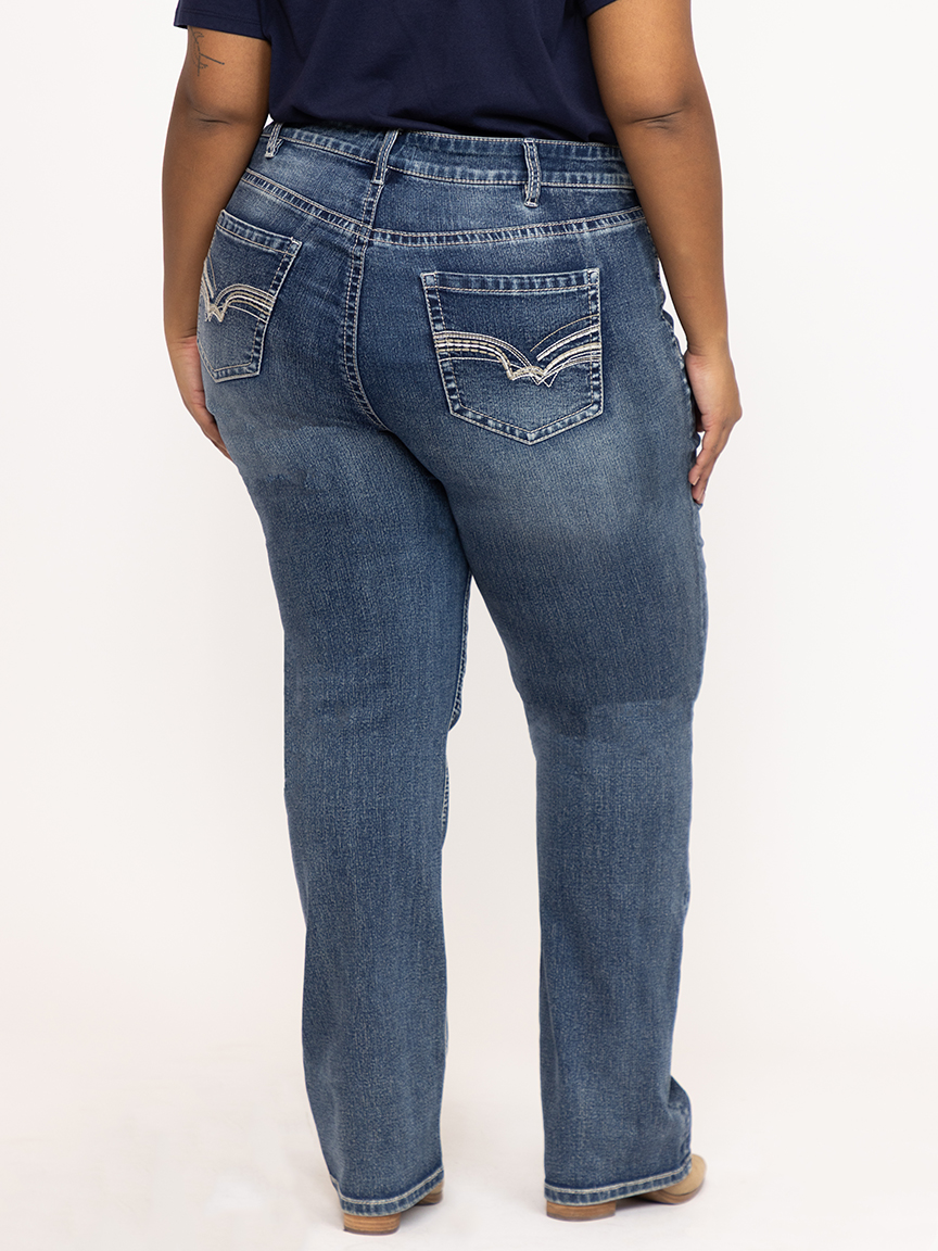 Women's Plus Medium Wash Straight Leg Jeans