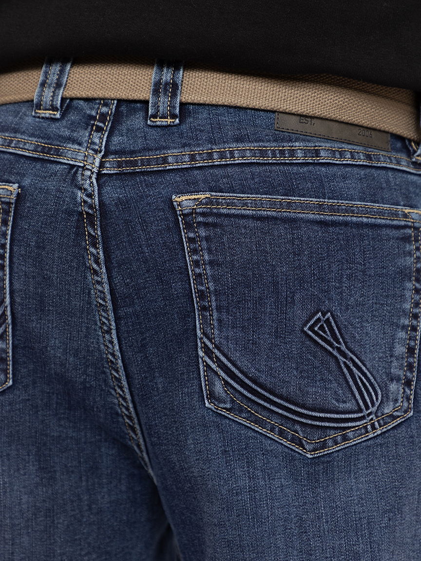 Men's Relaxed Medium Wash Jeans with Bel