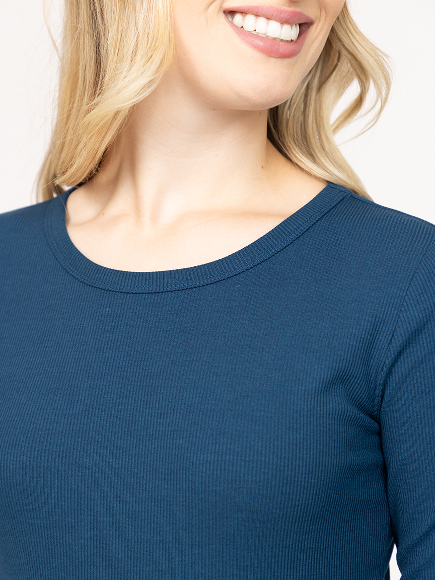 Women's Rib Crew Neck Long Sleeve Tee