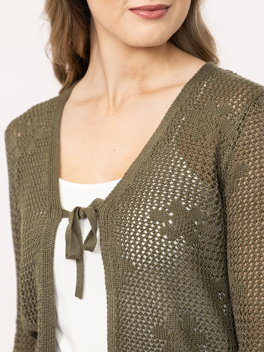Women's Daisy Stitch Tie Front Cardigan