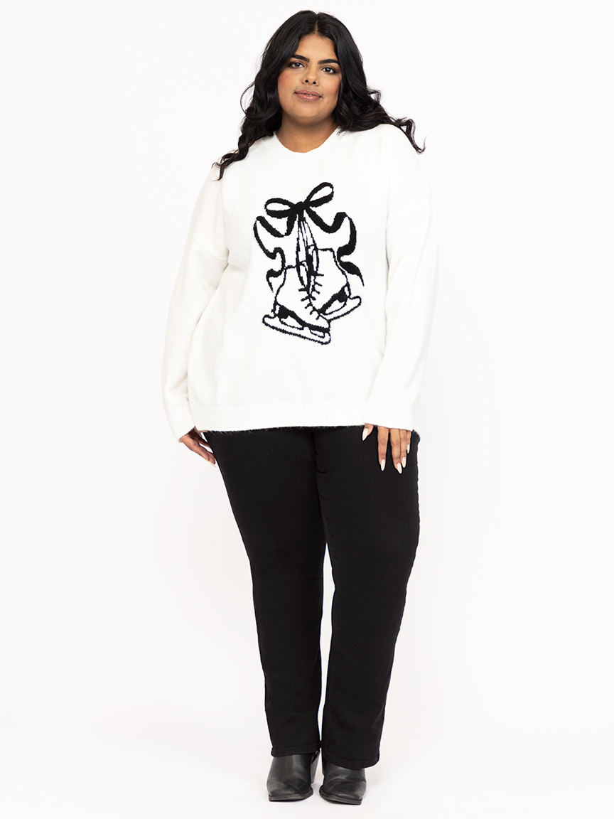 Women's Plus Embellished Black Straight Leg Jeans