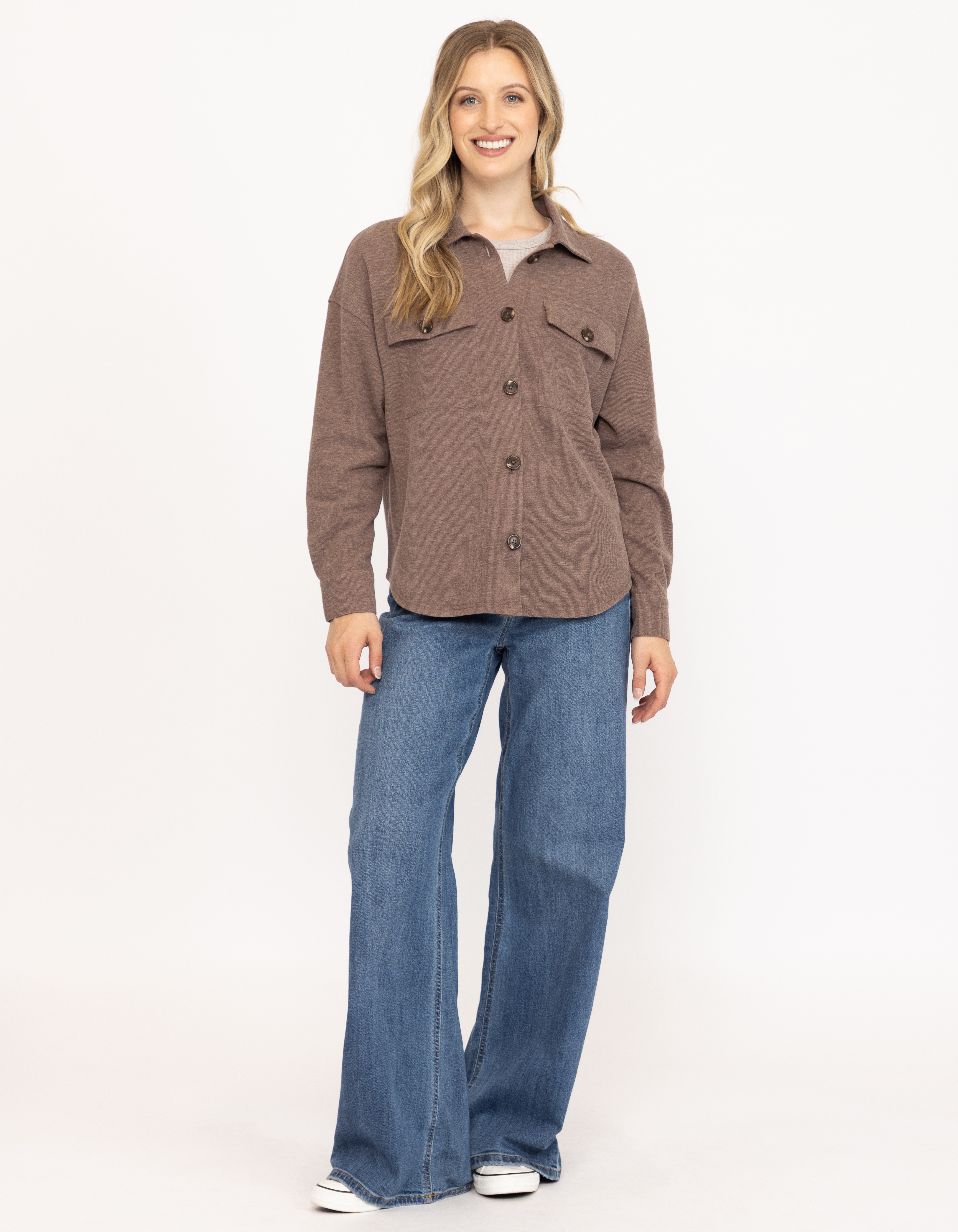 Women's Rib Button Front Shirt