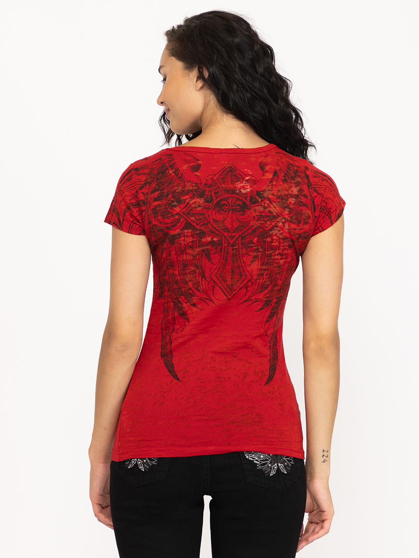 Women's Cross Burnout Tee