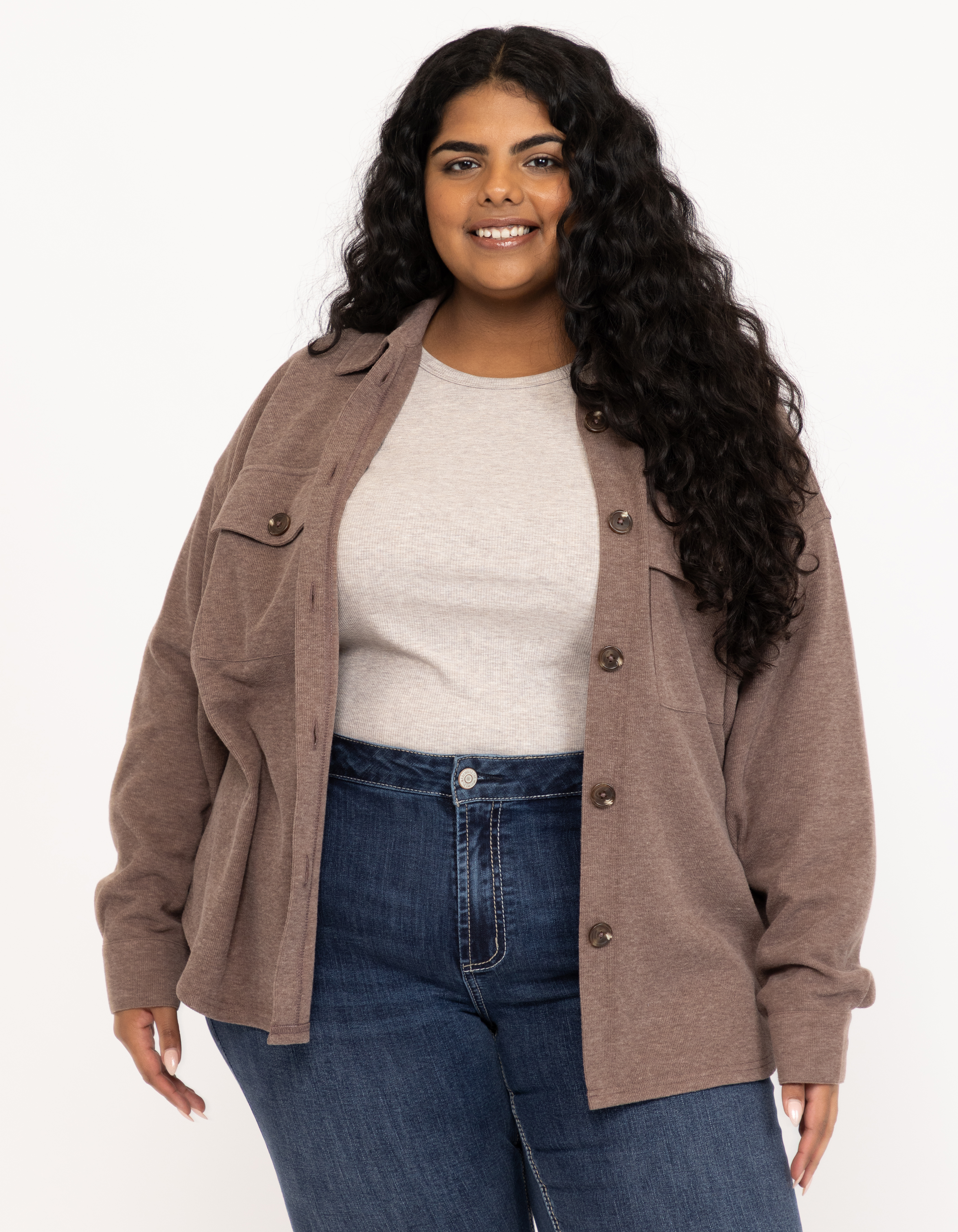 Women's Rib Button Front Shirt