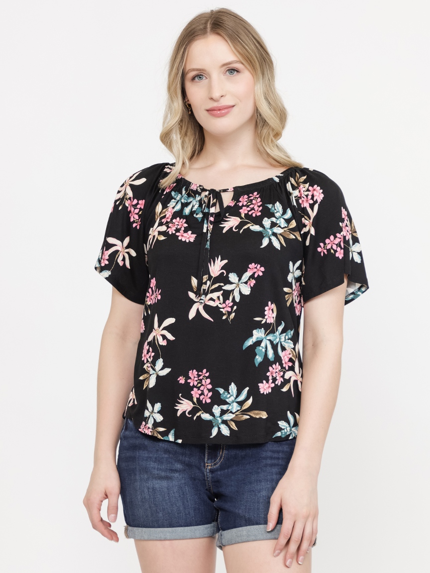 Women's Tropical Peasant Top