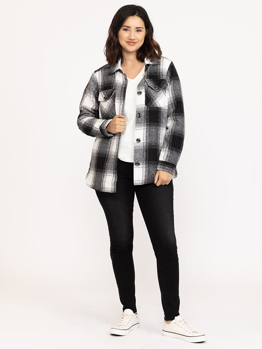 Women's Plaid Shacket With Fur Lining