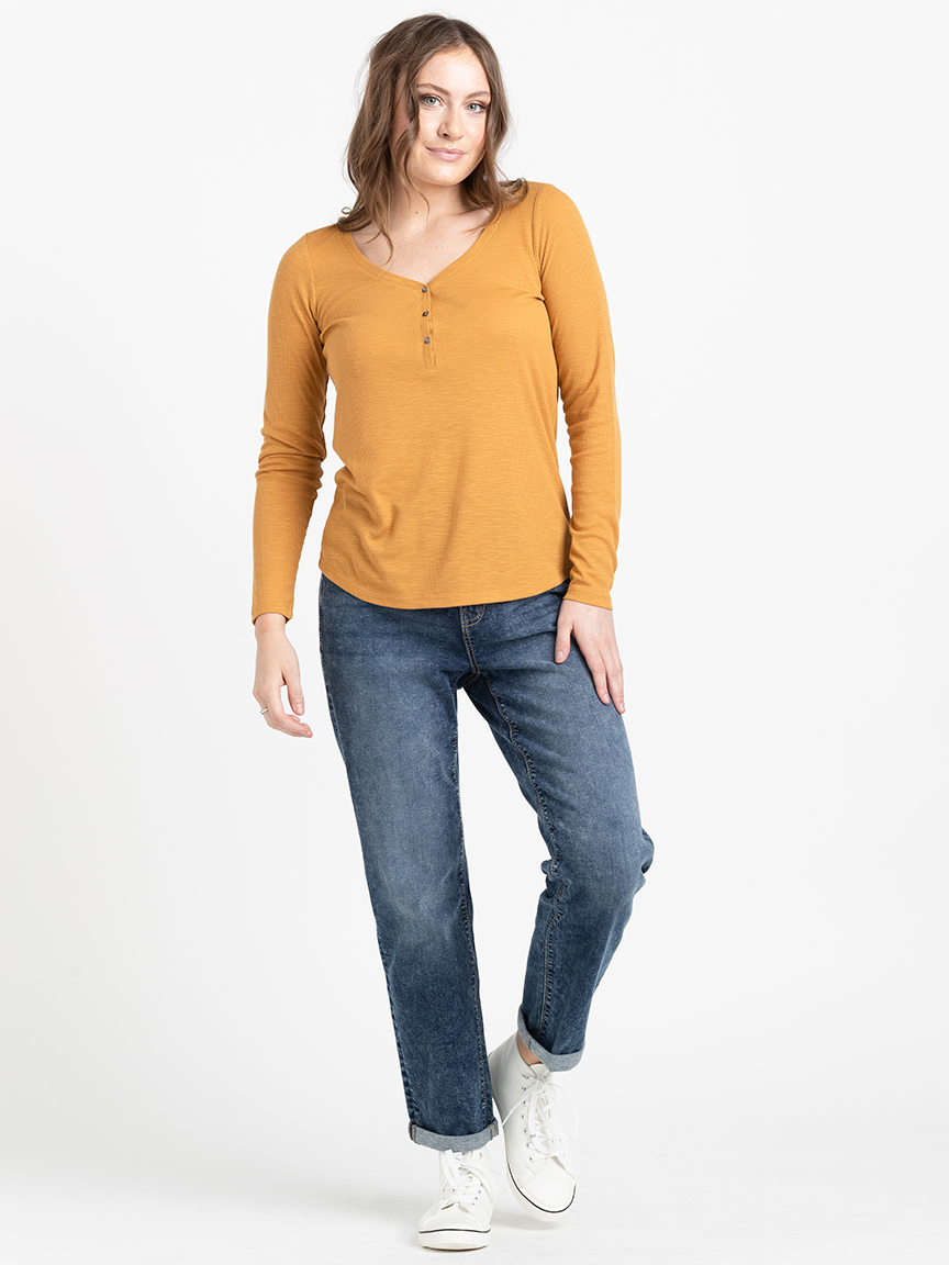 Women's Ribbed Henley Tee