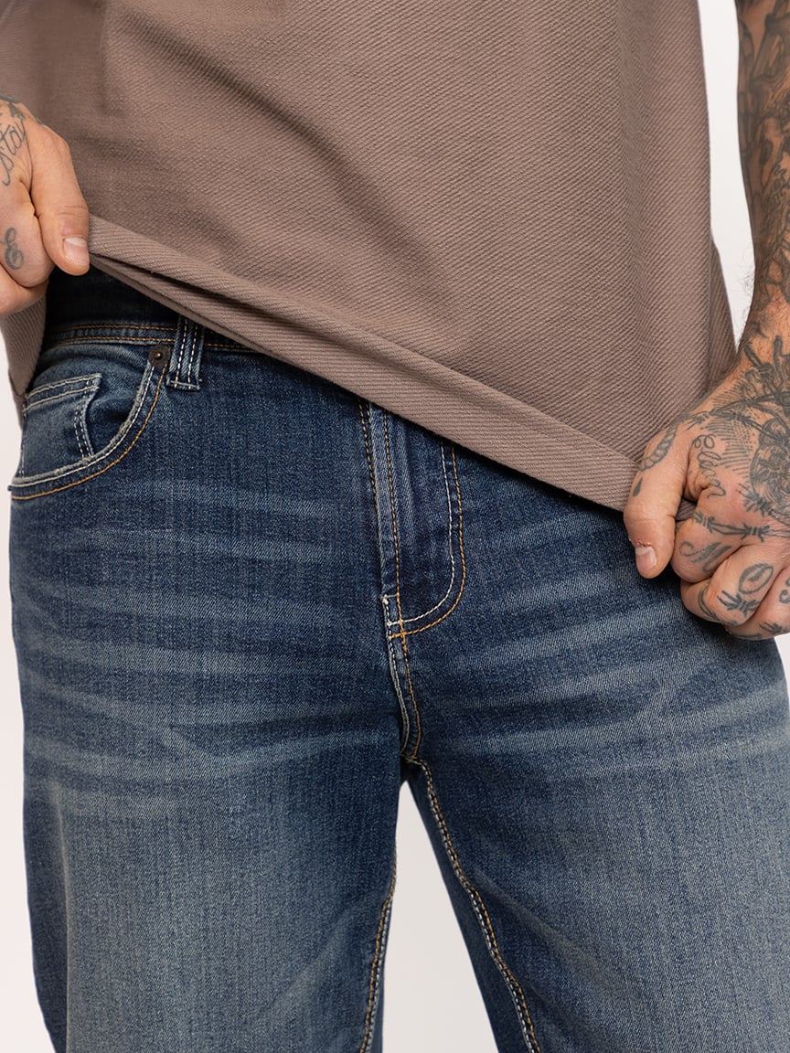 Men's Dark Wash Relaxed Straight Jeans