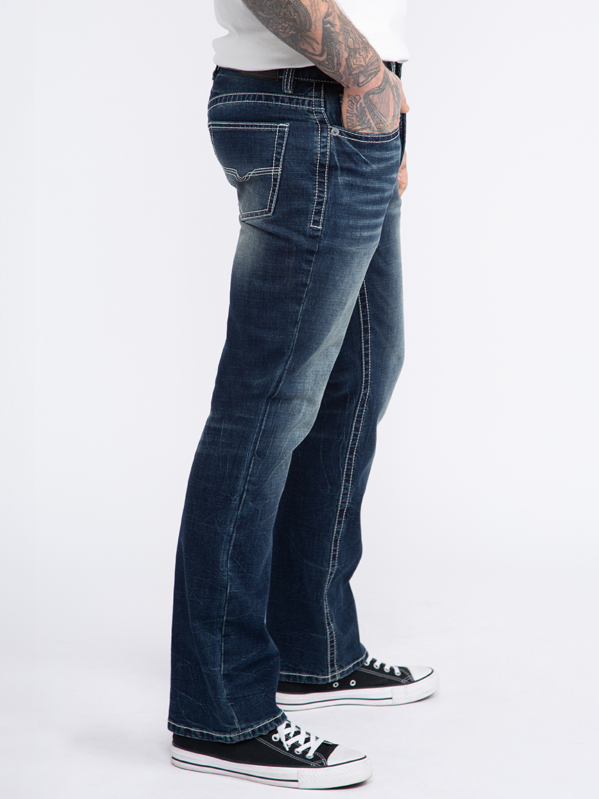 Bio wear Classic Jeans【Washed Indigo】 Men's Indigo Wash Classic Bootcut Jeans Warehouse One