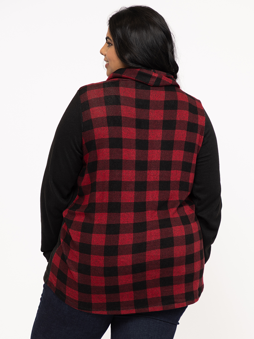 Women's Plaid Cowl Neck Tunic