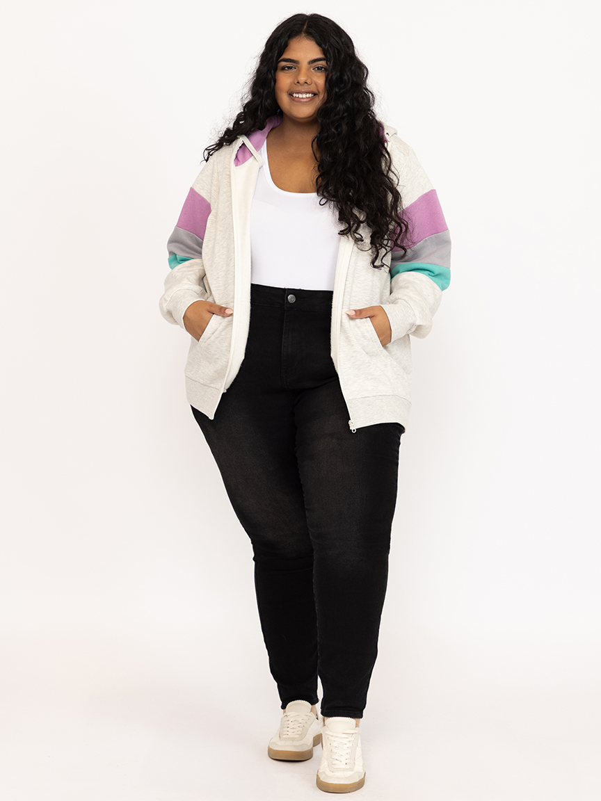 Women's Colour Block Zip Hoodie