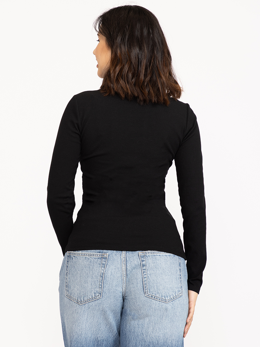 Women's Rib Crew Neck Long Sleeve Tee