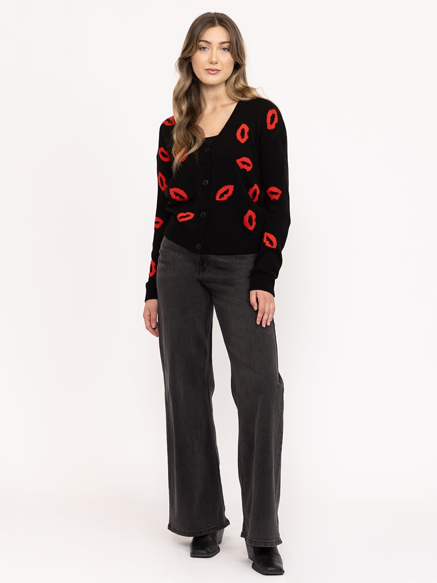 Women's Lip Button Front Cardigan