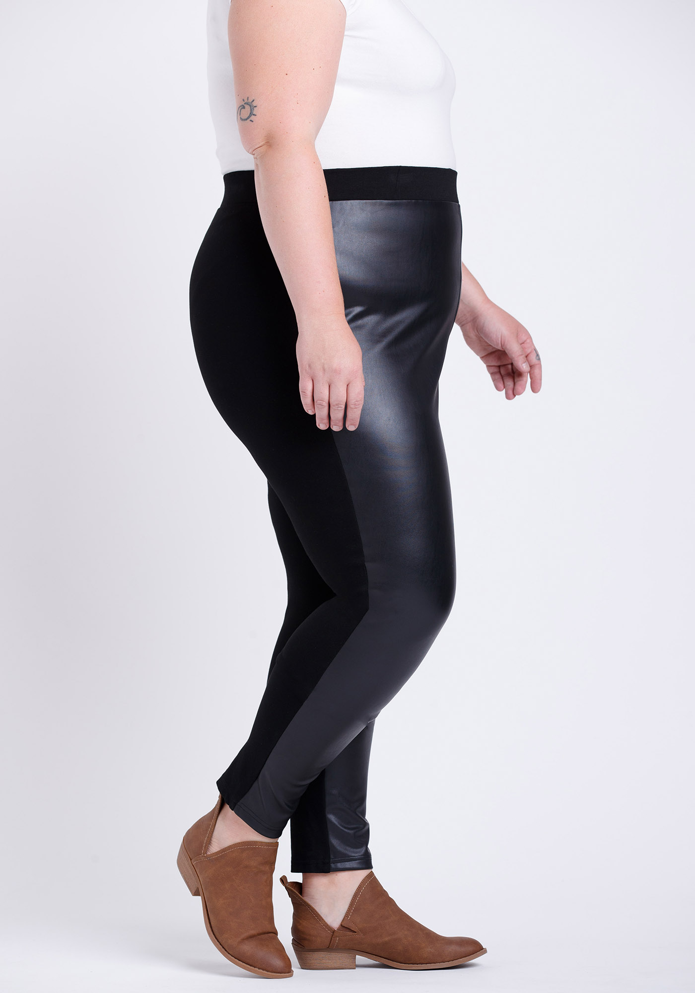 Women's Faux Leather Pull-on Ponte Legging