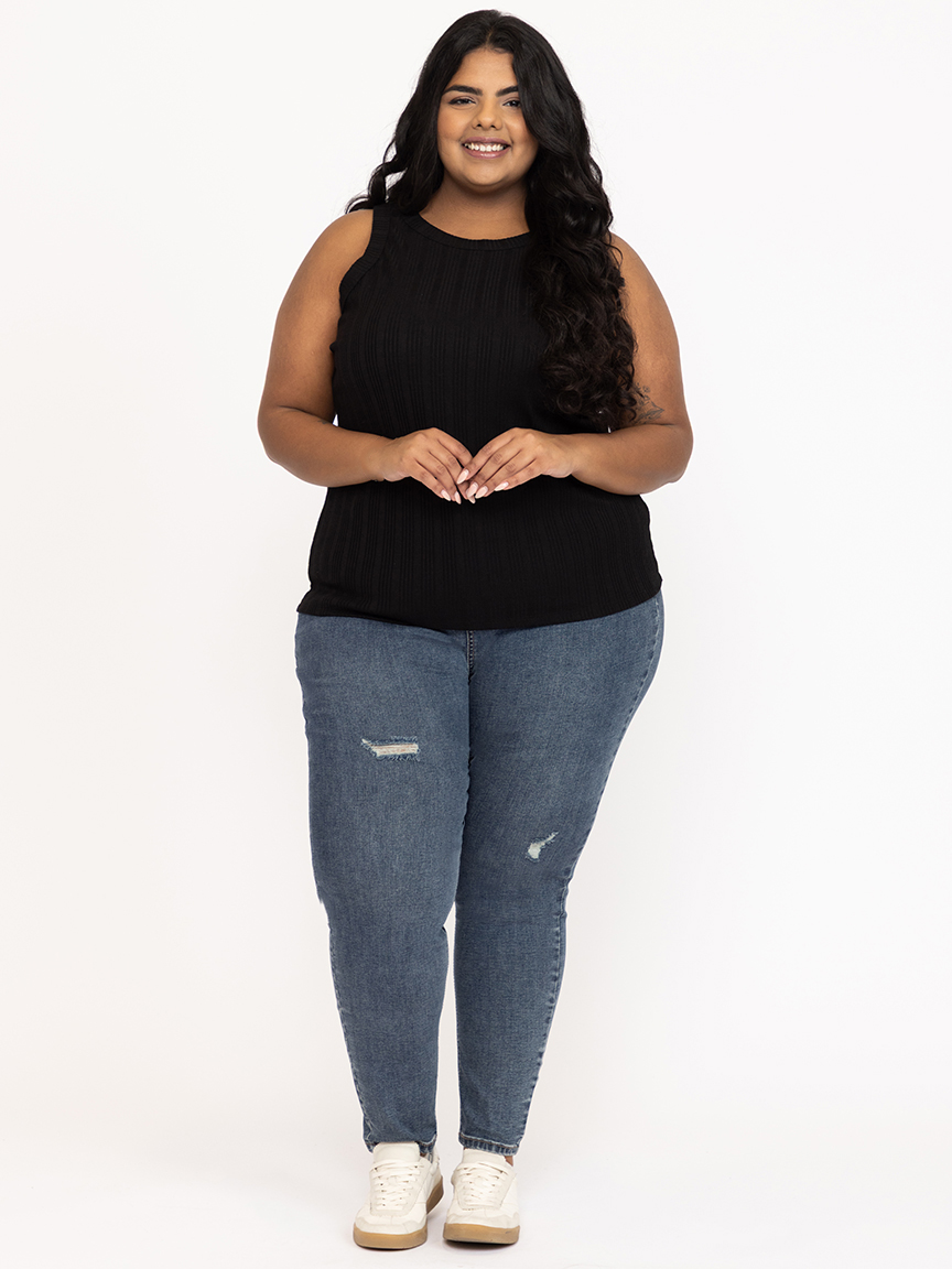 Women's Rib Variegated Crew Neck Tank