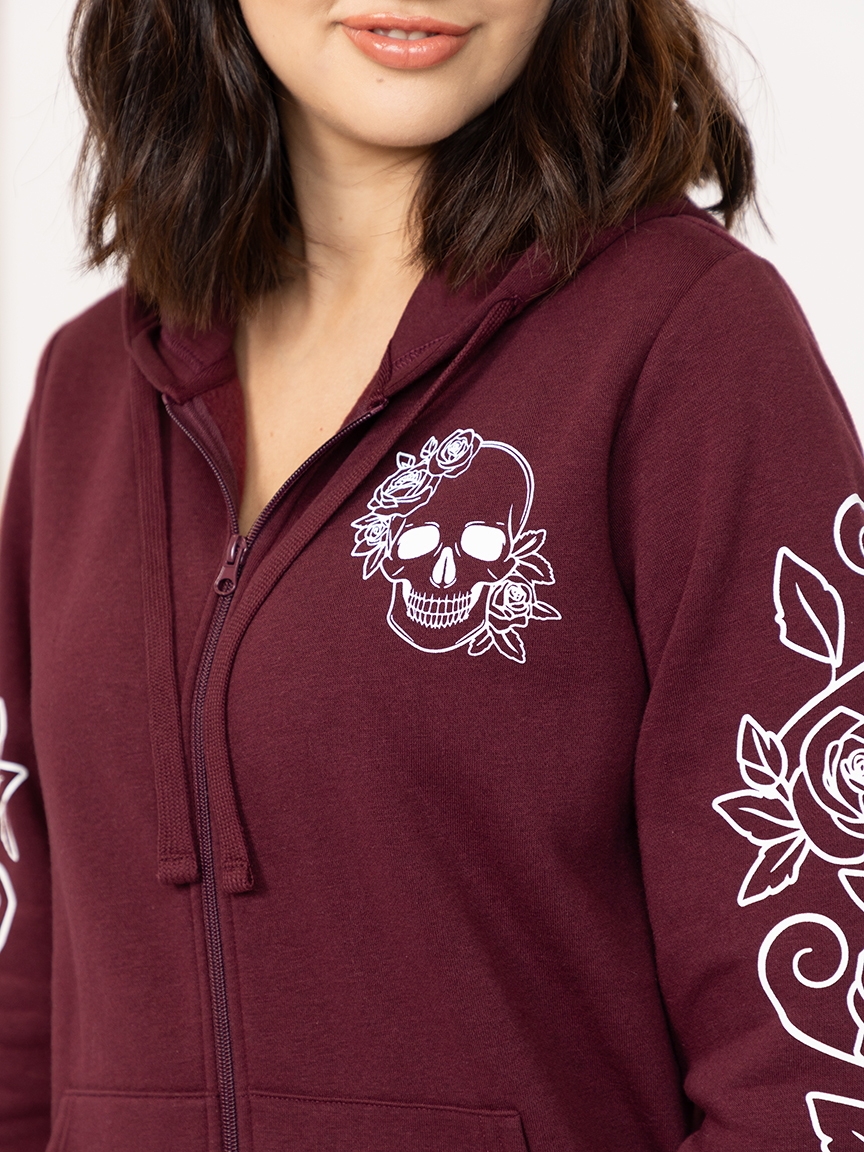 Women's Skull Zip Hoodie Warehouse One