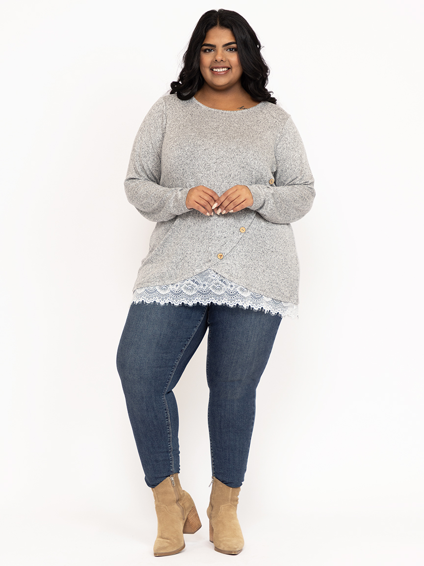 Women's Lace Botton Top