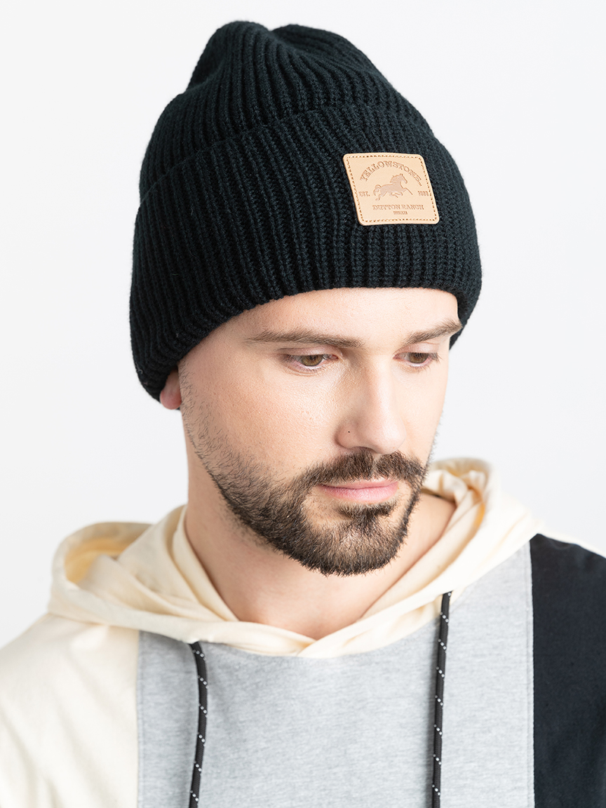 thumbnail image 2 of Yellowstone Dutton Ranch Beanie Hat - Grey Knit Winter Cap With Cuff 2 of 11