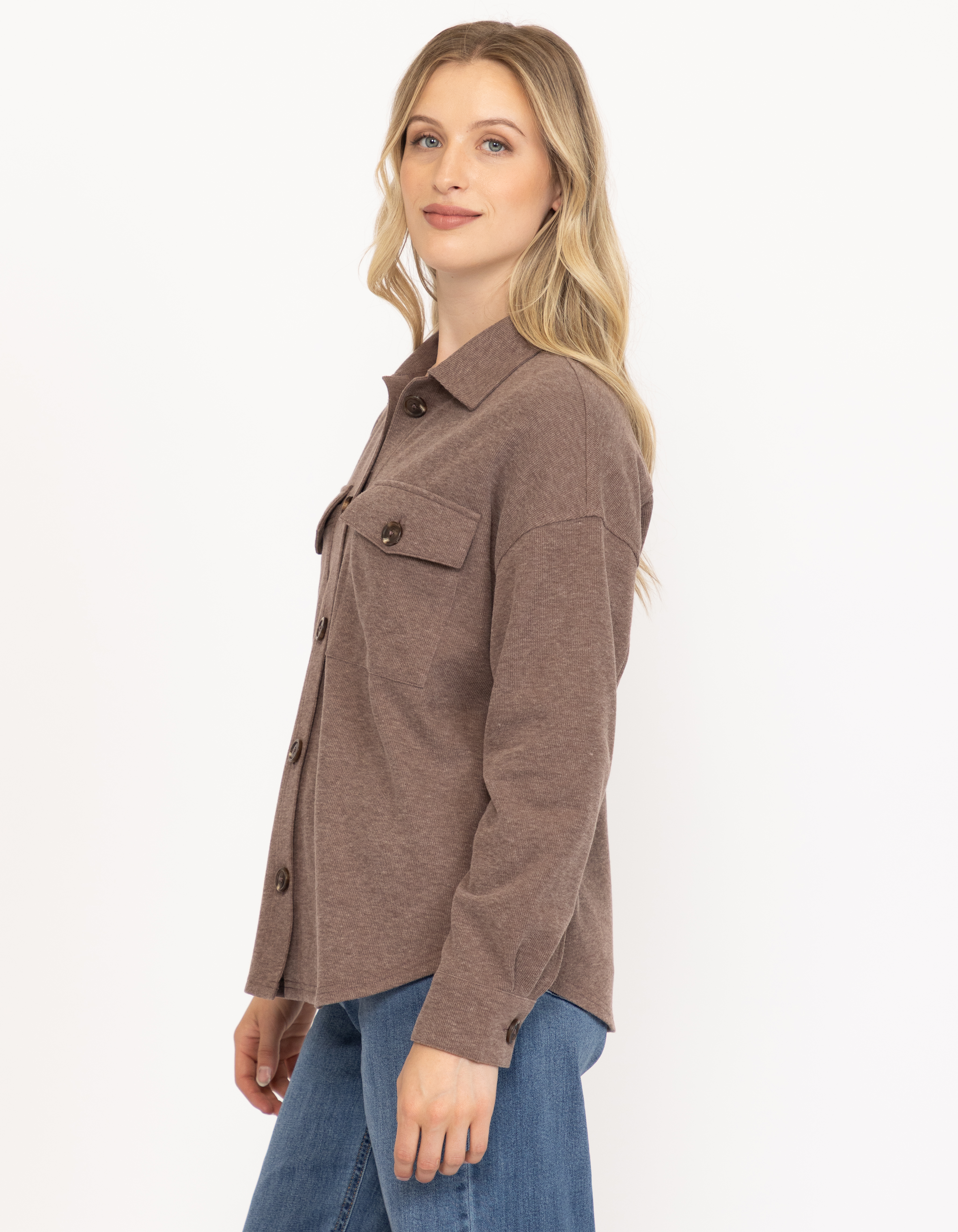 Women's Rib Button Front Shirt