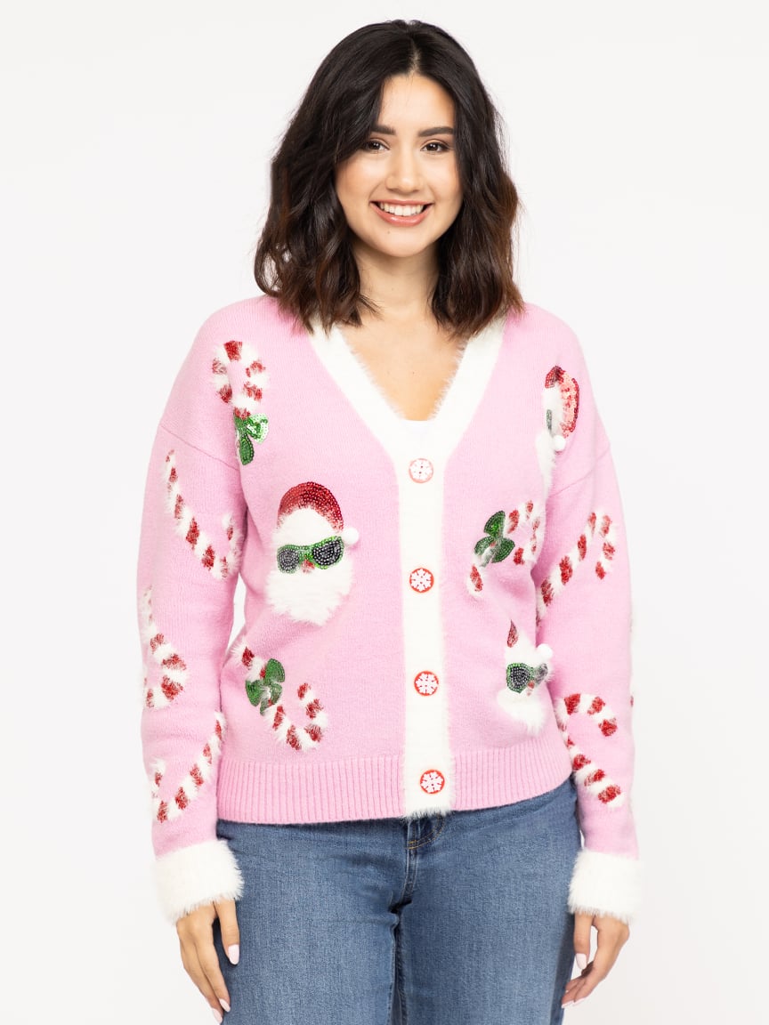 Women's Festive Button Front Cardigan