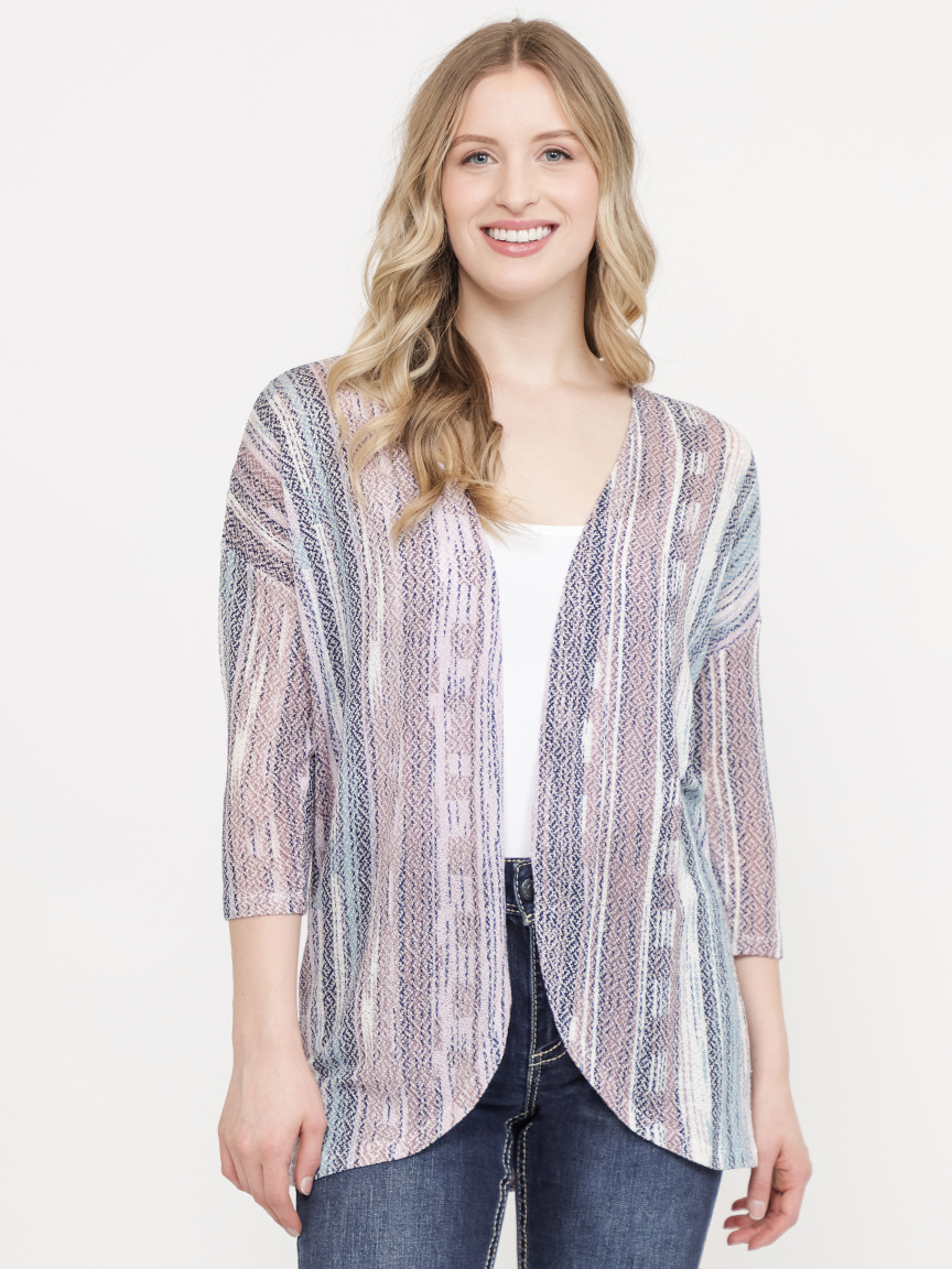 Striped Mesh Cardigan main image 1