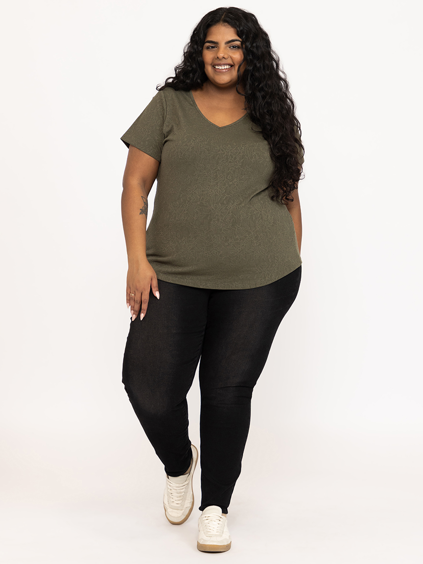 Women's Textured V Neck Tee