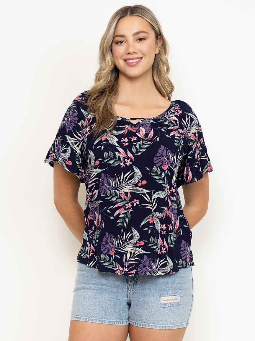 Women's Flutter Sleeve Peasant Top