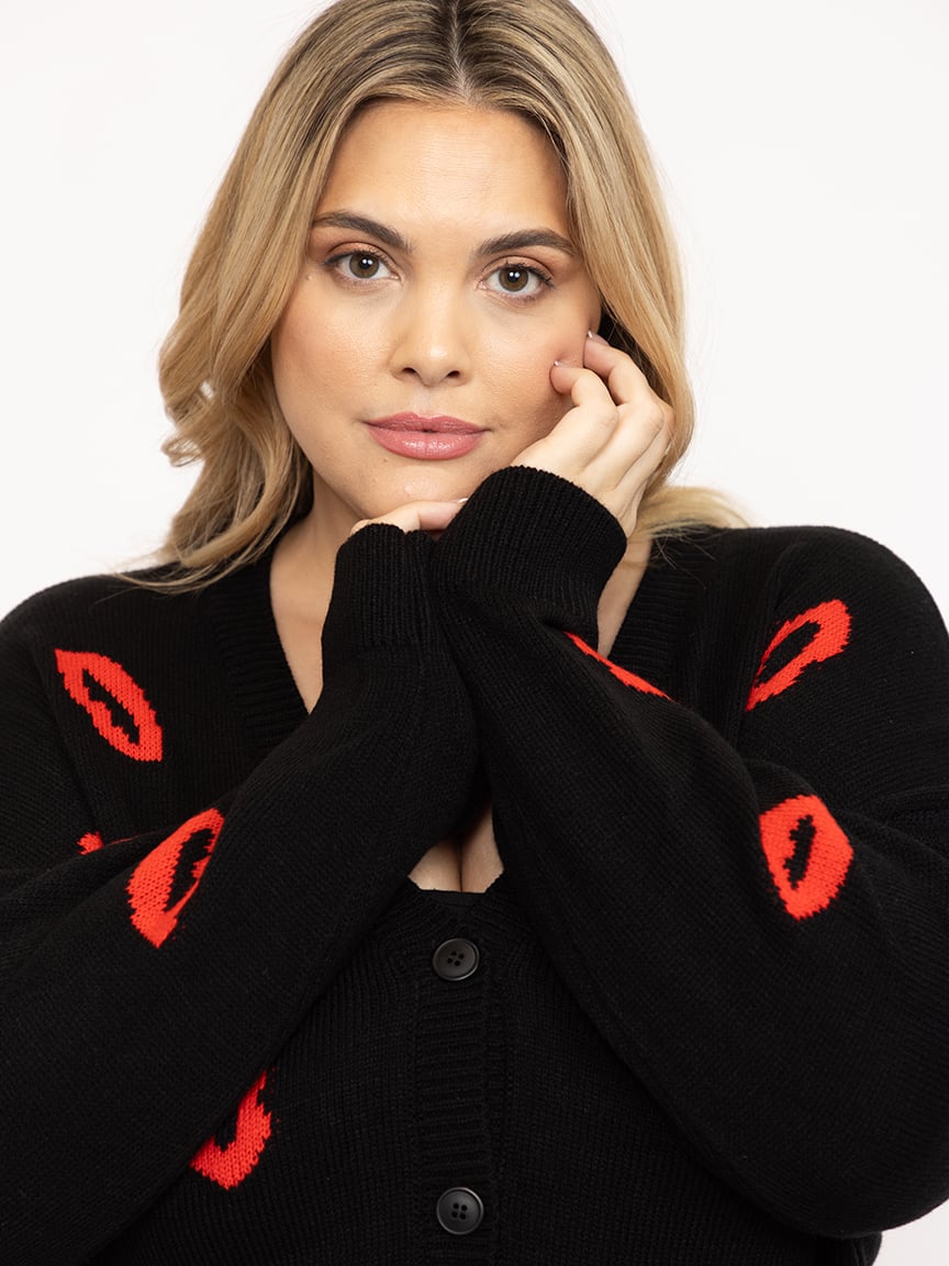 Women's Lip Button Front Cardigan