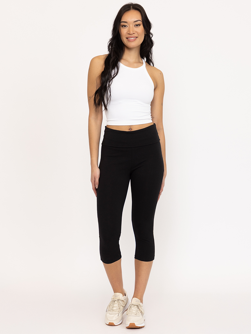 Kotii Women's Soft High Waisted Capri Leggings - 3/4 Cropped Tights In Plus Size And Regular