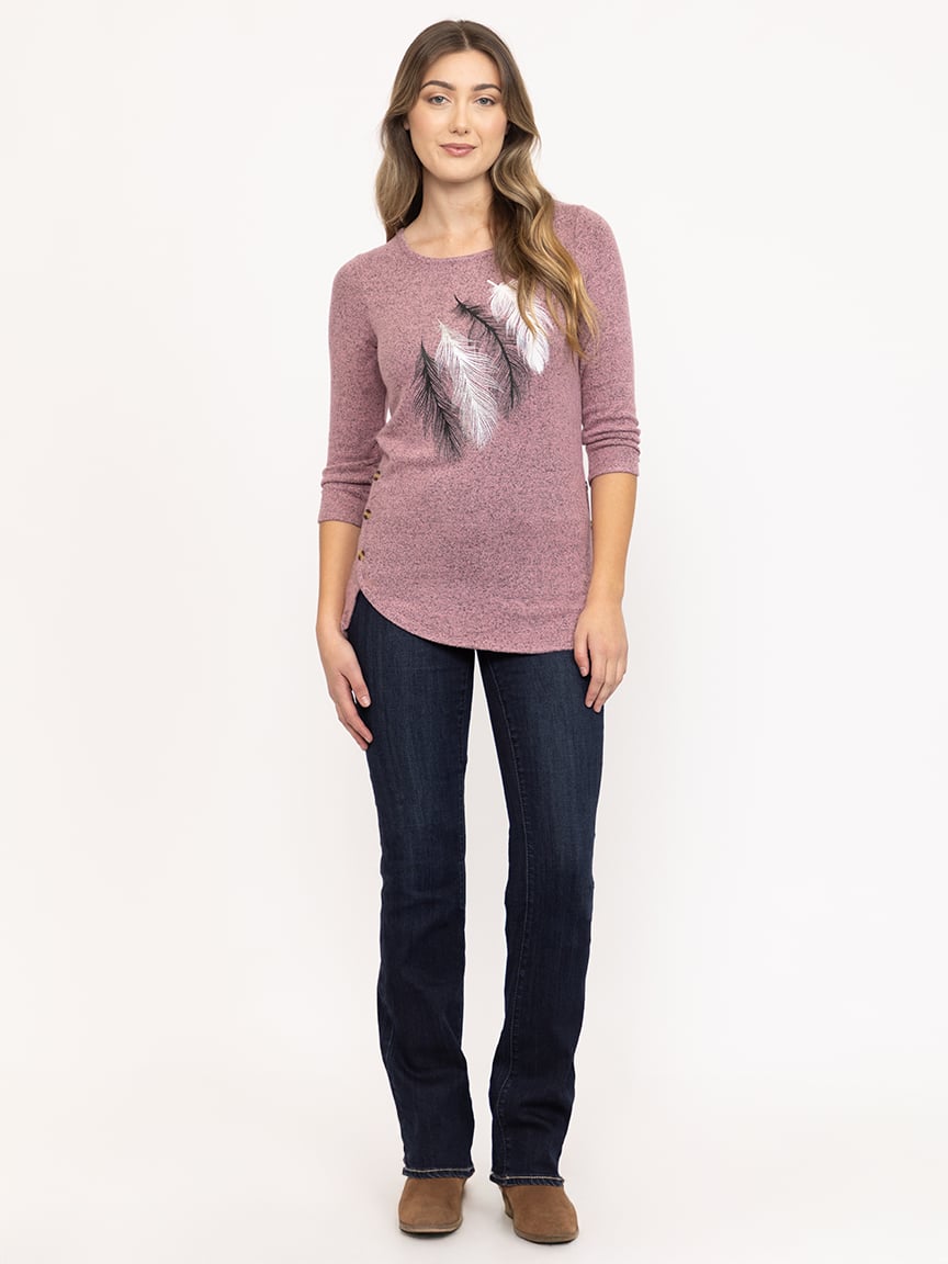 Women's Foil Feather Top