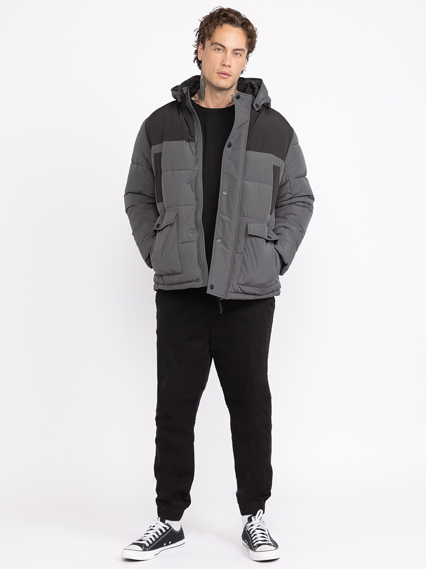 【PORTERNA】Crone two-tone zip-up jacket Men's Two Tone Puffer Jacket Warehouse One