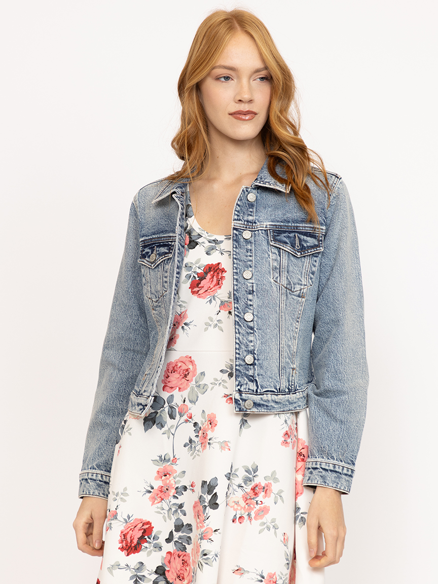 Women's Light Wash Cropped Denim Jacket