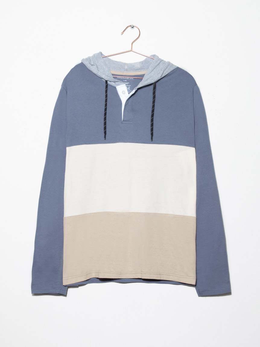 Men's Henley Hooded Shirt