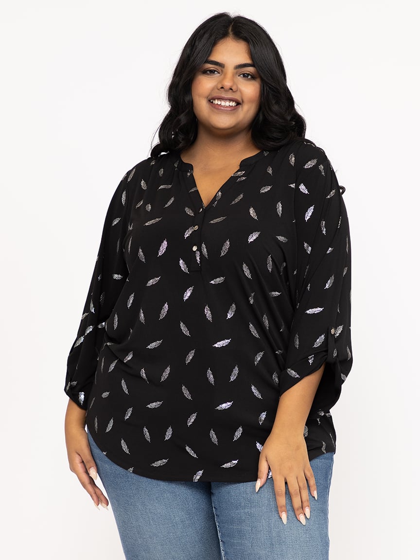 Women's Foil Feather Blouse