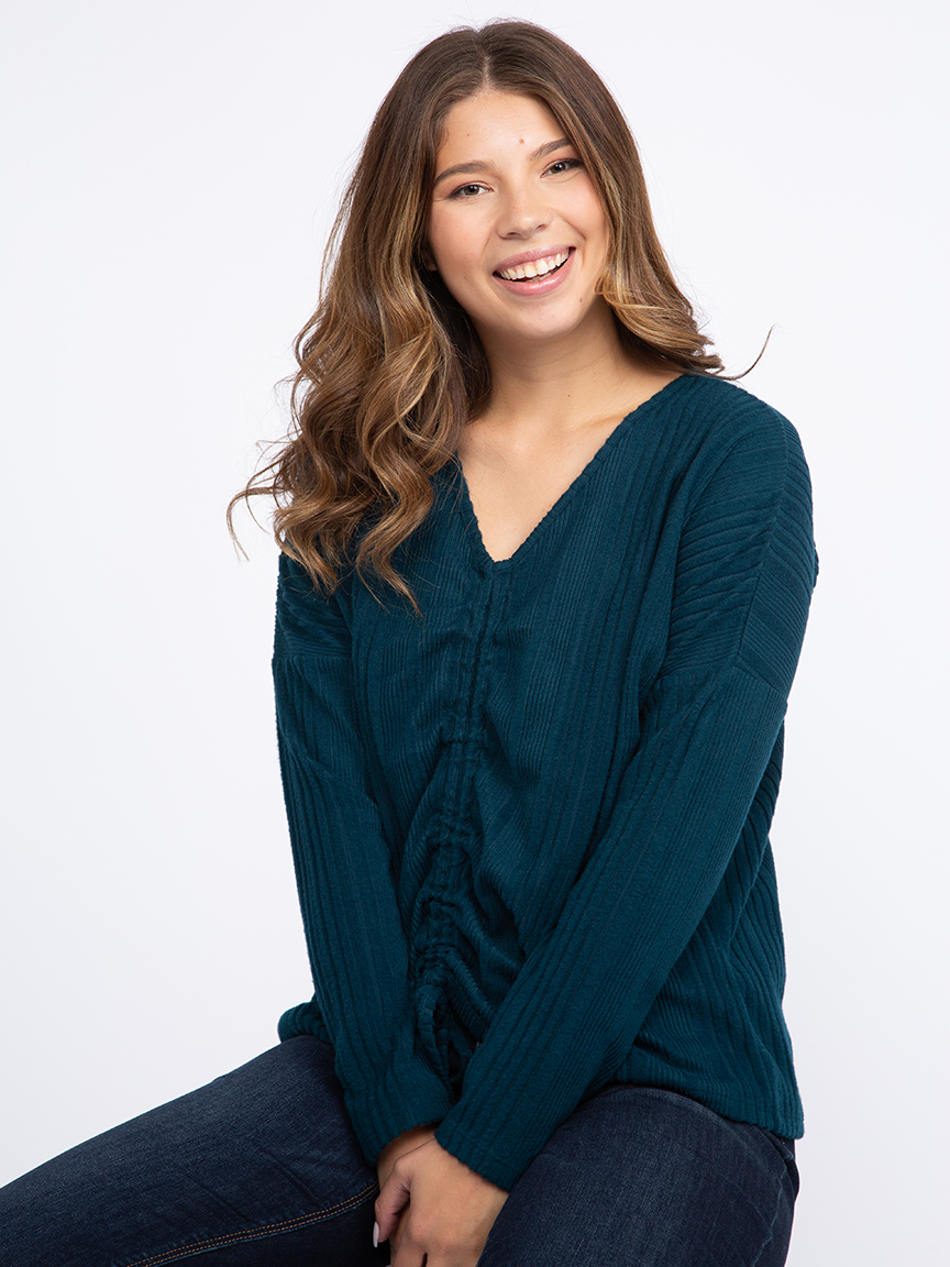 Women's Ruched Front Rib Top