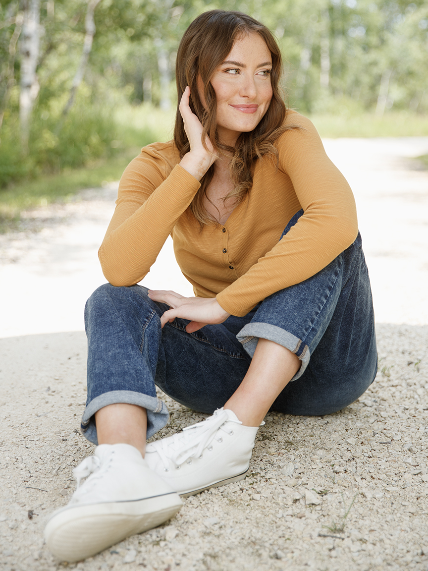 Women's Ribbed Henley Tee