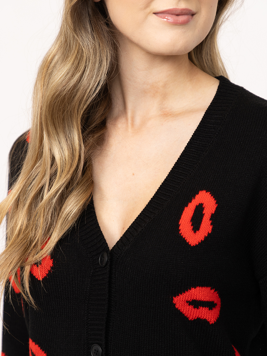 Women's Lip Button Front Cardigan