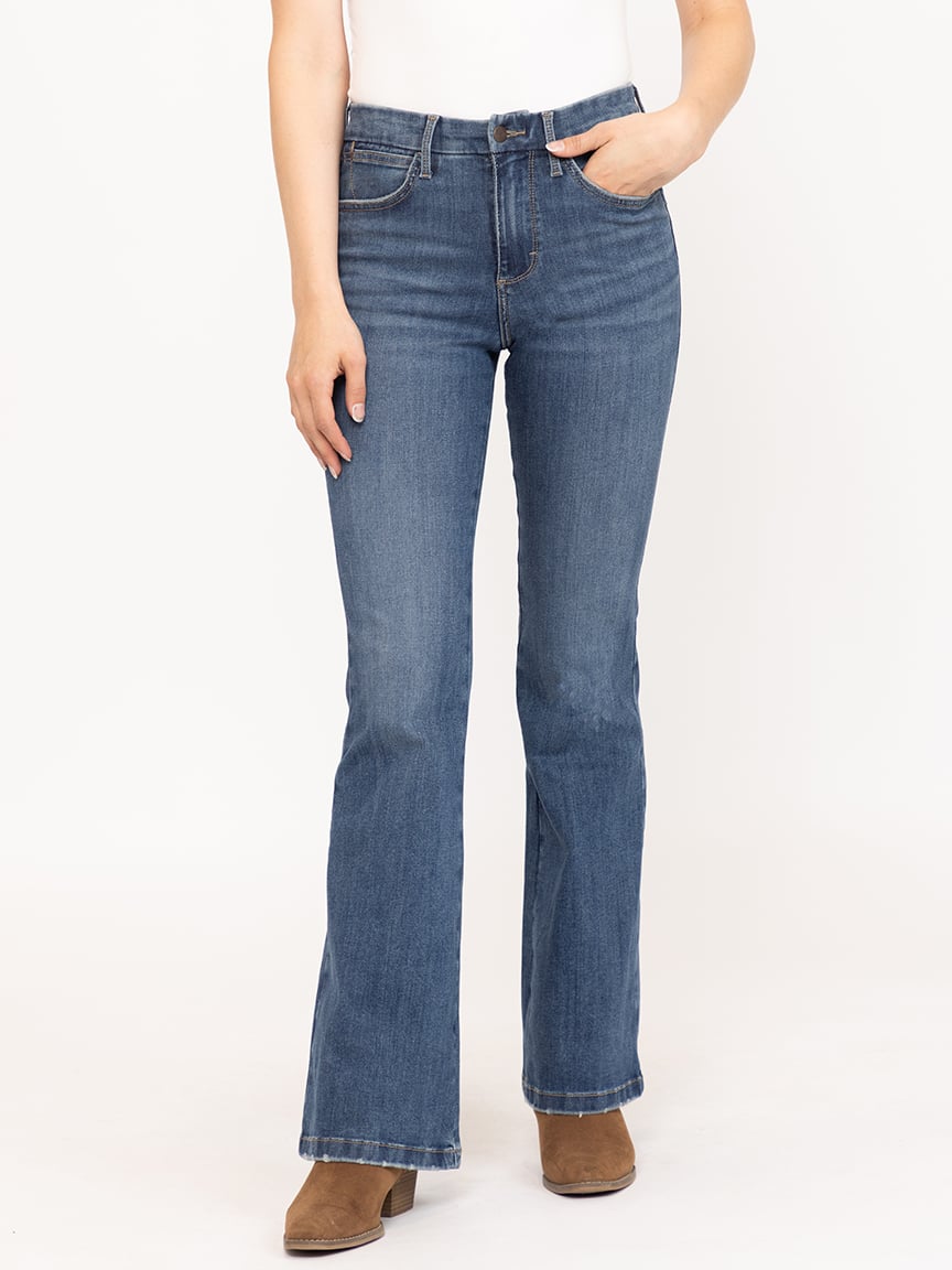 Women's Wrangler Bespoke High Rise Medium Dark Flare Jean
