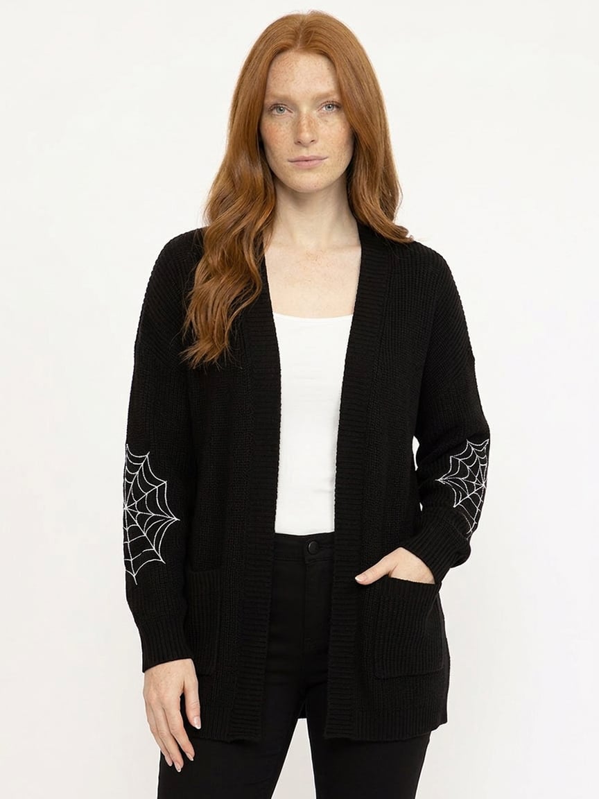 Women's Ribbed Cardigan With Embroidery