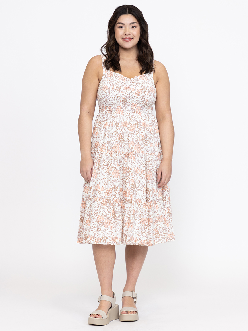 Women's Floral Tiered Midi Dress Warehouse One
