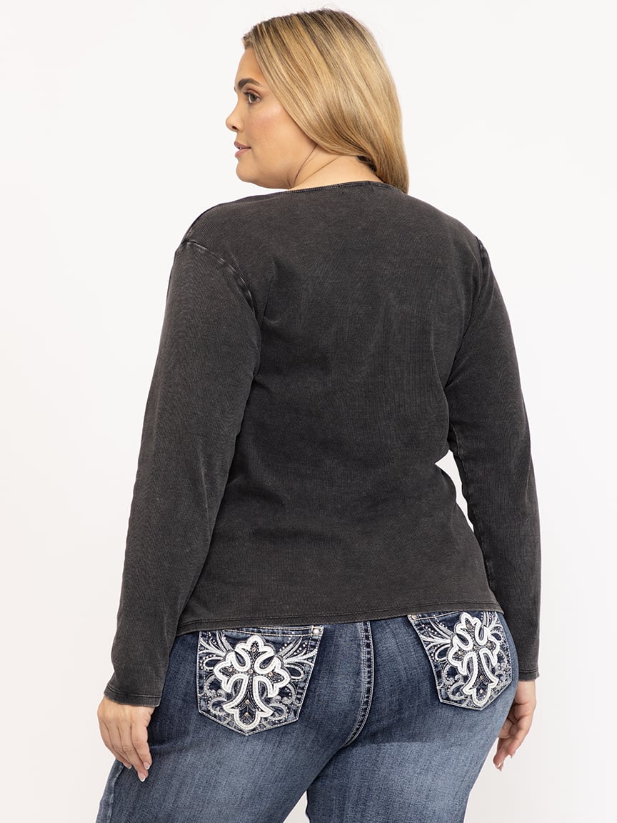 Women's Washed Rib Ornate Heart Tee