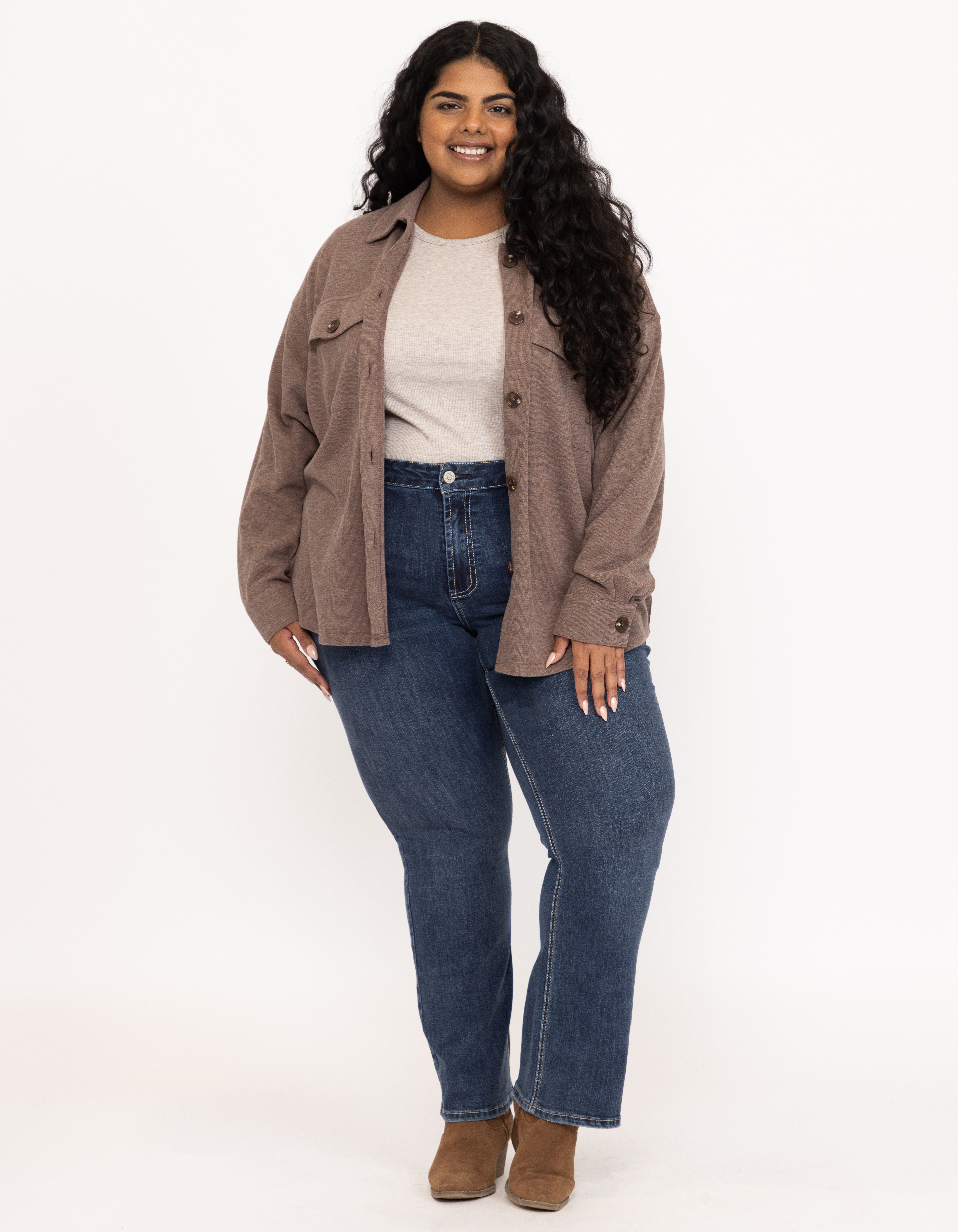 Women's Rib Button Front Shirt