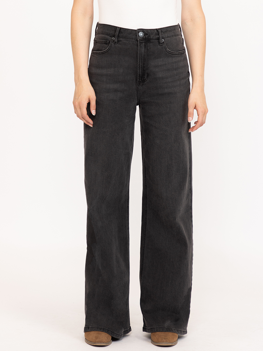 Women's High Rise Black Wide Leg Jeans
