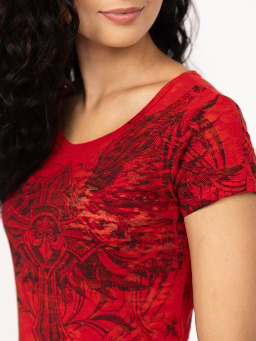 Women's Cross Burnout Tee