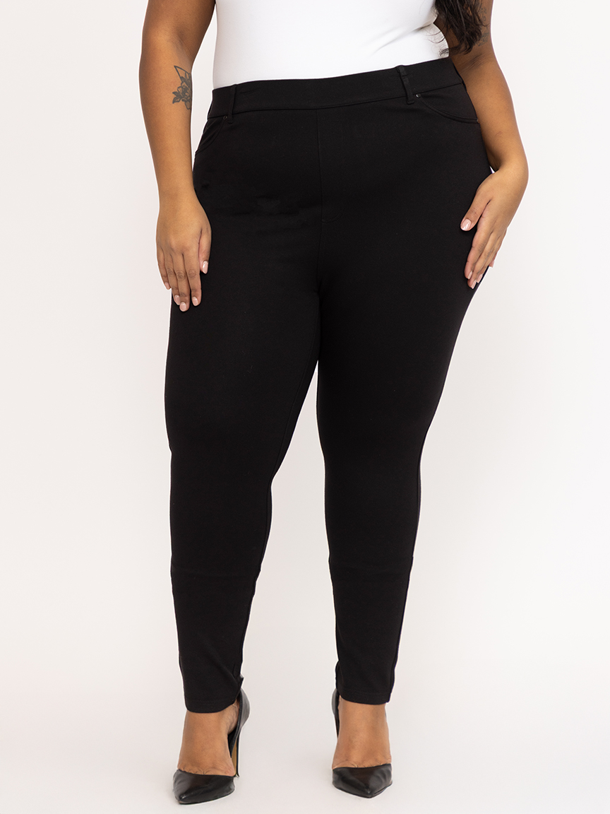 Women's Black 4 Pocket Pull-on Ponte Skinny Pant