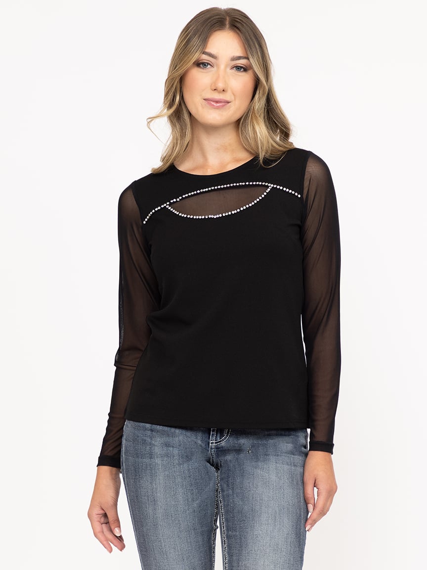 Women's Rhinestone Cut Out Top