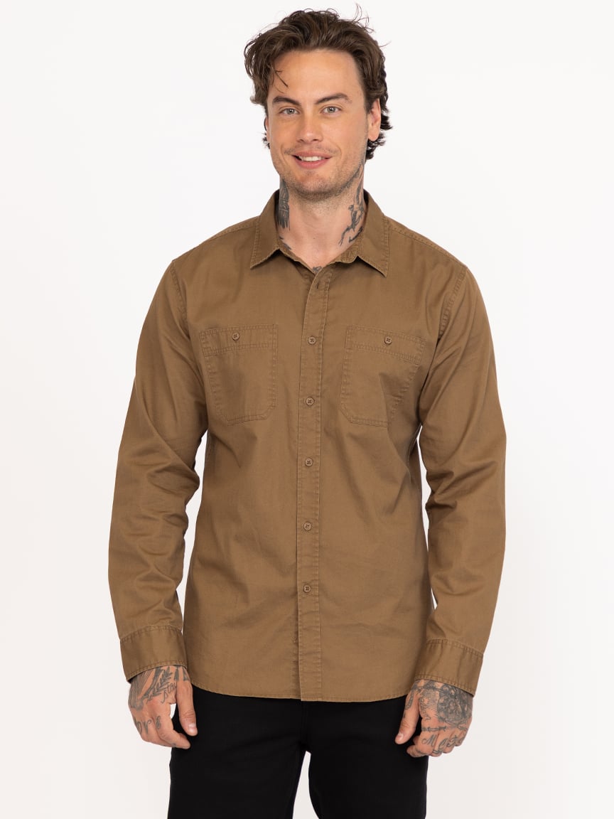 Men's Solid Washed Shirt Warehouse One