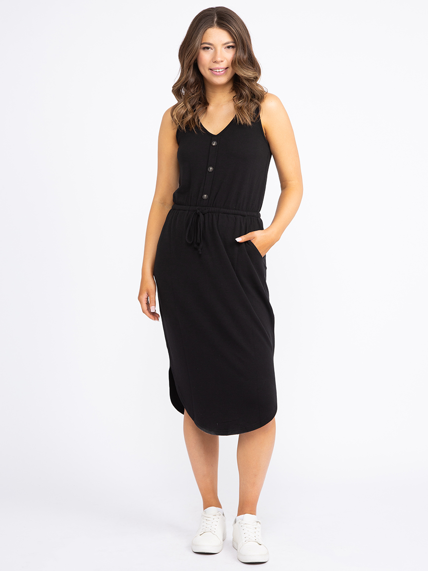 Women's Button-Front Denim Shirt Midi Dress